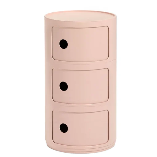Kartell Ablage Componibili Bio Plastikmaterial/ 3 Schubladen - Naturliches & Biologisch Abbaubares Material - Rosa Discount