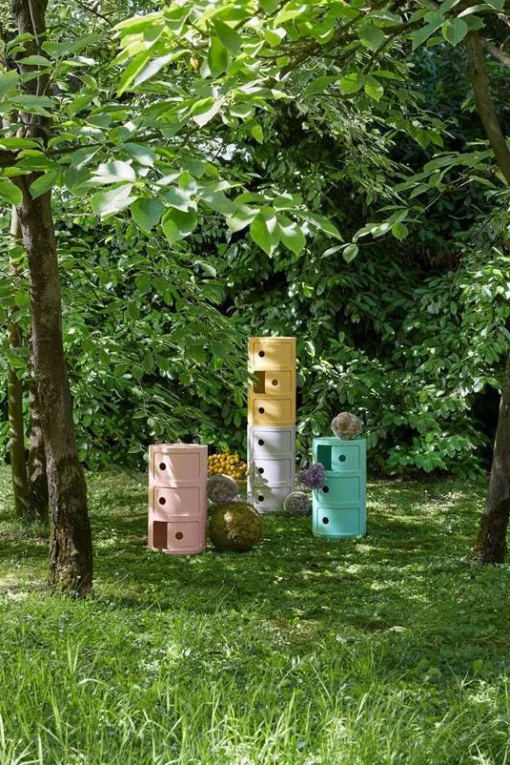 Kartell Ablage Componibili Bio Plastikmaterial/ 3 Schubladen - Naturliches & Biologisch Abbaubares Material - Rosa Discount