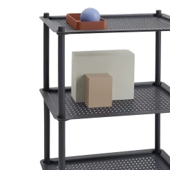 Muuto Ablage Flow Metall Blau / 3 Ablageplatten - Gepragter Stahl - Graublau Fashion
