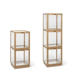 Ferm Living Ablage Miru Glas Holz Natur / 40 X 40 X H 42 Cm - Glas & Eiche - Eiche Hell - Transparent Best