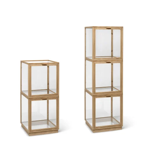 Ferm Living Ablage Miru Glas Holz Natur / 40 X 40 X H 42 Cm - Glas & Eiche - Eiche Hell - Transparent Best