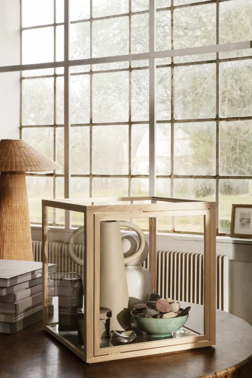 Ferm Living Ablage Miru Glas Holz Natur / 40 X 40 X H 42 Cm - Glas & Eiche - Eiche Hell - Transparent Best