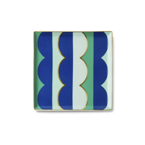 Octaevo Ablage Riviera Wave Keramik Blau Bunt / Schalchen - Porzellan / 15,5 X 15,5 Cm - Blau - Gold - Grun Cheap