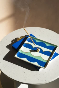 Octaevo Ablage Riviera Wave Keramik Blau Bunt / Schalchen - Porzellan / 15,5 X 15,5 Cm - Blau - Gold - Grun Cheap