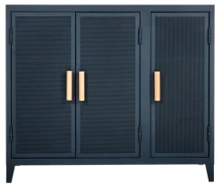 Tolix Ablage Vestiaire Bas Perfore Metall Blau / 3 Turen - Lochblech & Holz - Eiche Natur - Nachtblau Cheap