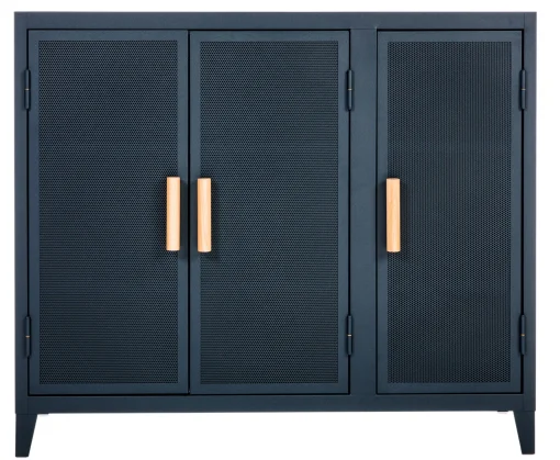 Tolix Ablage Vestiaire Bas Perfore Metall Blau / 3 Turen - Lochblech & Holz - Eiche Natur - Nachtblau Cheap