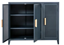 Tolix Ablage Vestiaire Bas Perfore Metall Blau / 3 Turen - Lochblech & Holz - Eiche Natur - Nachtblau Cheap
