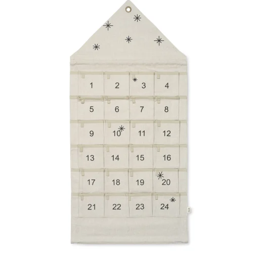 Ferm Living Adventskalender Star Textil Weis Beige / Stoff - 24 Tage / L 50 X H 100 Cm - Sand Fashion