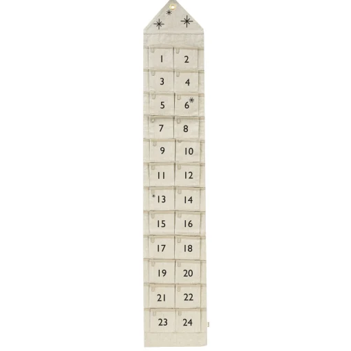 Ferm Living Adventskalender Star Textil Weis Beige / Stoff - 24 Tage / L 25 X H 150 Cm - Sand Shop