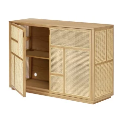 Design House Stockholm Anrichte Air Holz Natur / Tv-Möbel Rattan-Geflecht - L 120 X H 81 Cm - Eiche Natur - Rattan Natur Fashion