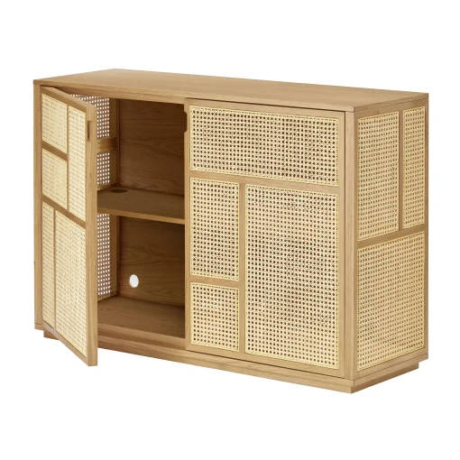 Design House Stockholm Anrichte Air Holz Natur / Tv-Möbel Rattan-Geflecht - L 120 X H 81 Cm - Eiche Natur - Rattan Natur Fashion