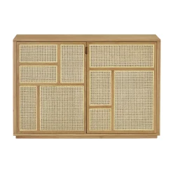 Design House Stockholm Anrichte Air Holz Natur / Tv-Möbel Rattan-Geflecht - L 120 X H 81 Cm - Eiche Natur - Rattan Natur Fashion