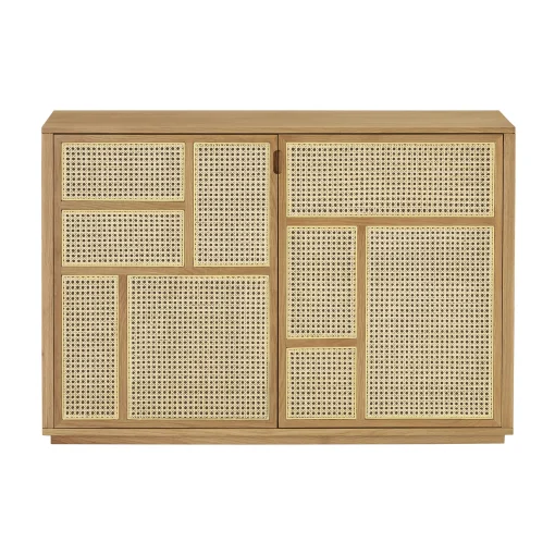 Design House Stockholm Anrichte Air Holz Natur / Tv-Möbel Rattan-Geflecht - L 120 X H 81 Cm - Eiche Natur - Rattan Natur Fashion