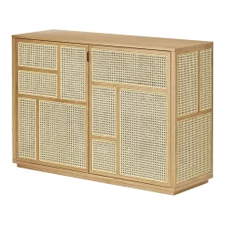 Design House Stockholm Anrichte Air Holz Natur / Tv-Möbel Rattan-Geflecht - L 120 X H 81 Cm - Eiche Natur - Rattan Natur Fashion
