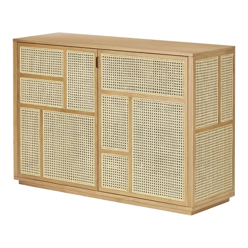 Design House Stockholm Anrichte Air Holz Natur / Tv-Möbel Rattan-Geflecht - L 120 X H 81 Cm - Eiche Natur - Rattan Natur Fashion
