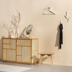 Design House Stockholm Anrichte Air Holz Natur / Tv-Möbel Rattan-Geflecht - L 120 X H 81 Cm - Eiche Natur - Rattan Natur Fashion