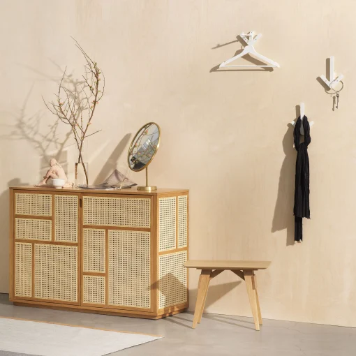 Design House Stockholm Anrichte Air Holz Natur / Tv-Möbel Rattan-Geflecht - L 120 X H 81 Cm - Eiche Natur - Rattan Natur Fashion