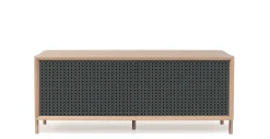 Harto Anrichte Gabin Metall Grau Holz Natur / L 122 Cm - Eiche & Lochblech - Eiche Natur - Schiefergrau Outlet