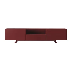 Cappellini Anrichte Luxor Metall Holz Rot Violett / 2 Turen, Offene Nische & Schublade - L 270 X H 66 Cm - Bordeaux Hot