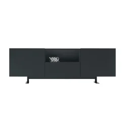 Cappellini Anrichte Luxor Metall Holz Schwarz / 2 Turen, Offene Nische & Schublade - L 270 X H 90 Cm - Anthrazit Best Sale