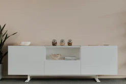 Cappellini Anrichte Luxor Metall Holz Schwarz / 2 Turen, Offene Nische & Schublade - L 270 X H 90 Cm - Anthrazit Best Sale
