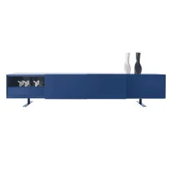 Cappellini Anrichte Luxor Metall Holz Blau / 2 Schiebeturen - L 270 X H 66 Cm - Bleu Inde Store