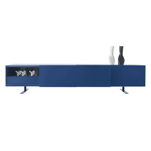 Cappellini Anrichte Luxor Metall Holz Blau / 2 Schiebeturen - L 270 X H 66 Cm - Bleu Inde Store