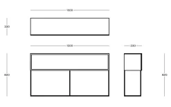 Zeus Anrichte Tristano Metall Grau / Mit Led-Beleuchtung  - L 150 X H 82 Cm - Glimmergrau Store