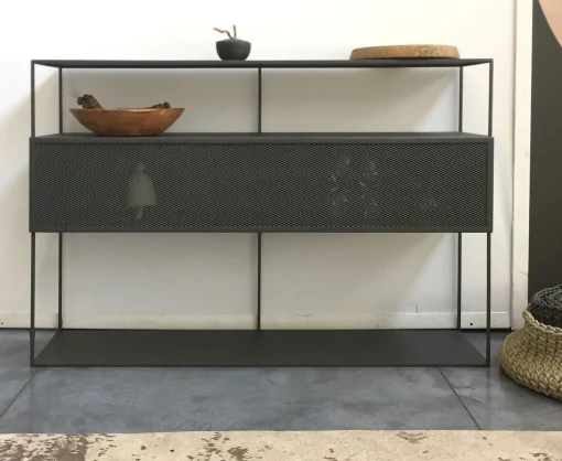 Zeus Anrichte Tristano Metall Grau / L 150 X H 103 Cm - Stahl - Glimmergrau Clearance