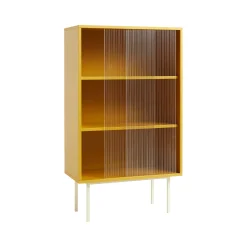 Hay Arbeitszimmer Colour Cabinet Tall Holz/ L 75 X H 130 Cm - Turen Aus Geriffeltem Glas - Gelb New