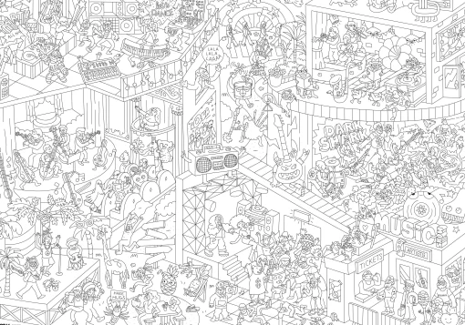 OMY Design & Play Ausmalposter Papierfaser Weis Schwarz / 100 X 70 Cm - Schwarz - Weis Best