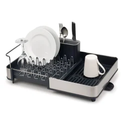 Joseph Joseph Ausziehbarer Geschirrstander Extend Steel Plastikmaterial Grau Metall / L 32 Bis 52,7 X T 36,4 Cm - Edelstahl / Ableitung Von Wasser - Anthrazitgrau - Stahl Discount