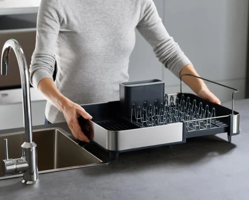 Joseph Joseph Ausziehbarer Geschirrstander Extend Steel Plastikmaterial Grau Metall / L 32 Bis 52,7 X T 36,4 Cm - Edelstahl / Ableitung Von Wasser - Anthrazitgrau - Stahl Discount