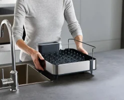 Joseph Joseph Ausziehbarer Geschirrstander Extend Steel Plastikmaterial Grau Metall / L 32 Bis 52,7 X T 36,4 Cm - Edelstahl / Ableitung Von Wasser - Anthrazitgrau - Stahl Discount