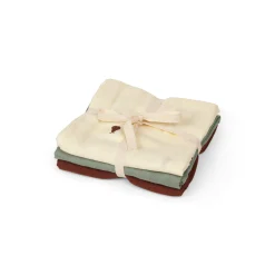 Ferm Living Baby-Windeln  Textil Bunt / 3Er-Set - 70 X 70 Cm / Bio-Baumwolle - Gebrochen Weis - Olivgrun - Ziegel Best