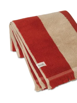 Ferm Living Badetuch Alee Textil Rot Braun / 70 X 140 Cm - Camel Clair - Rot Store