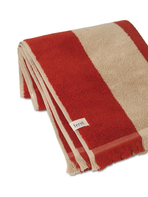 Ferm Living Badetuch Alee Textil Rot Braun / 70 X 140 Cm - Camel Clair - Rot Store