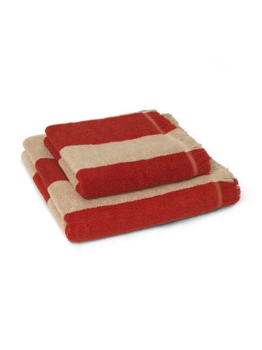 Ferm Living Badetuch Alee Textil Rot Braun / 70 X 140 Cm - Camel Clair - Rot Store