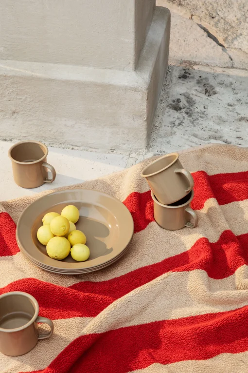 Ferm Living Badetuch Alee Textil Rot Braun / 70 X 140 Cm - Camel Clair - Rot Store