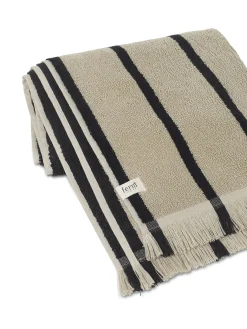 Ferm Living Badetuch Alee Textil Schwarz Beige / 50 X 100 Cm - Sand - Schwarz Fashion