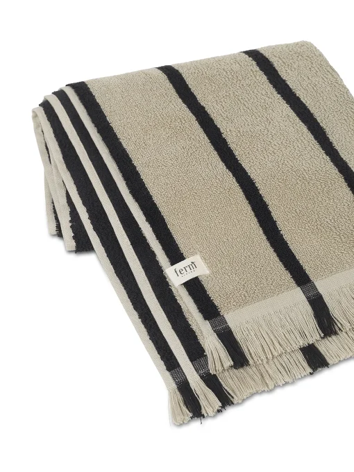 Ferm Living Badetuch Alee Textil Schwarz Beige / 50 X 100 Cm - Sand - Schwarz Fashion