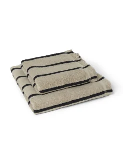 Ferm Living Badetuch Alee Textil Schwarz Beige / 50 X 100 Cm - Sand - Schwarz Fashion