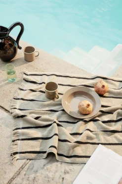Ferm Living Badetuch Alee Textil Schwarz Beige / 50 X 100 Cm - Sand - Schwarz Fashion