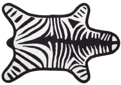 Jonathan Adler Badteppich Zebra Textil Weis Schwarz / Wendeteppich - 112 X 79 Cm - Schwarz - Weis Flash Sale