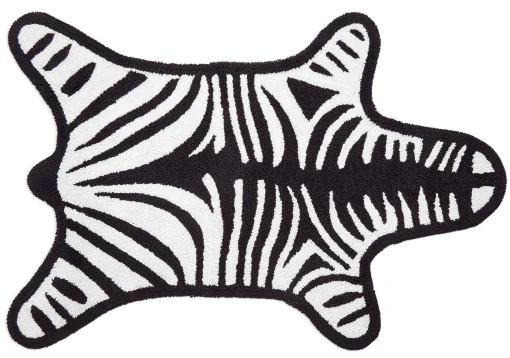 Jonathan Adler Badteppich Zebra Textil Weis Schwarz / Wendeteppich - 112 X 79 Cm - Schwarz - Weis Flash Sale