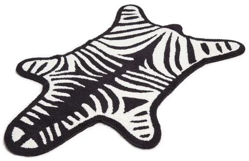 Jonathan Adler Badteppich Zebra Textil Weis Schwarz / Wendeteppich - 112 X 79 Cm - Schwarz - Weis Flash Sale