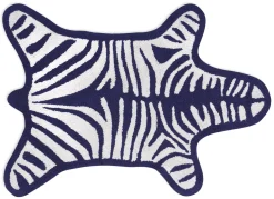 Jonathan Adler Badteppich Zebra Textil Weis Blau / Wendeteppich - 112 X 79 Cm - Marineblau - Weis Hot