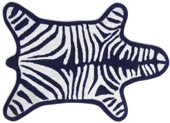 Jonathan Adler Badteppich Zebra Textil Weis Blau / Wendeteppich - 112 X 79 Cm - Marineblau - Weis Hot