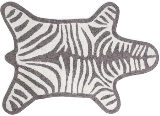 Jonathan Adler Badteppich Zebra Textil Weis Grau / Wendeteppich - 112 X 79 Cm - Hellgrau - Weis Shop