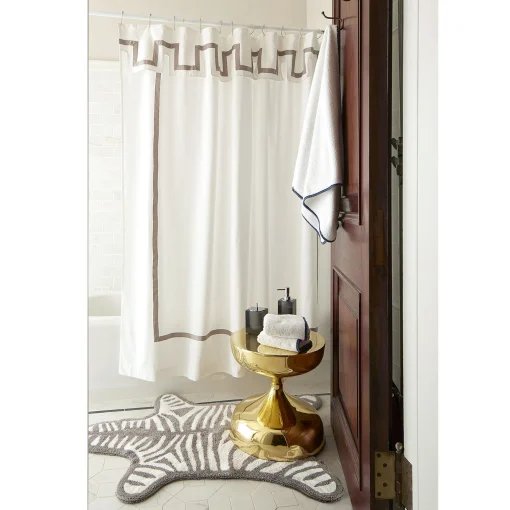 Jonathan Adler Badteppich Zebra Textil Weis Grau / Wendeteppich - 112 X 79 Cm - Hellgrau - Weis Shop